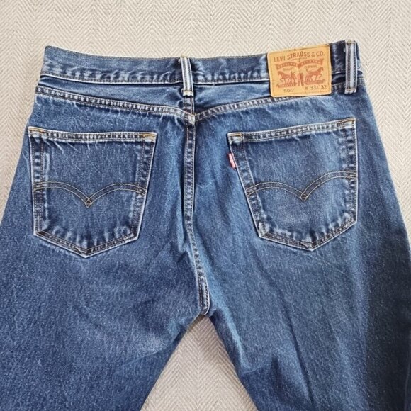 Levi's 505 Men's Jeans Size W33 L32 Classic Fit Straight Leg Blue Denim EUC - Picture 10 of 15
